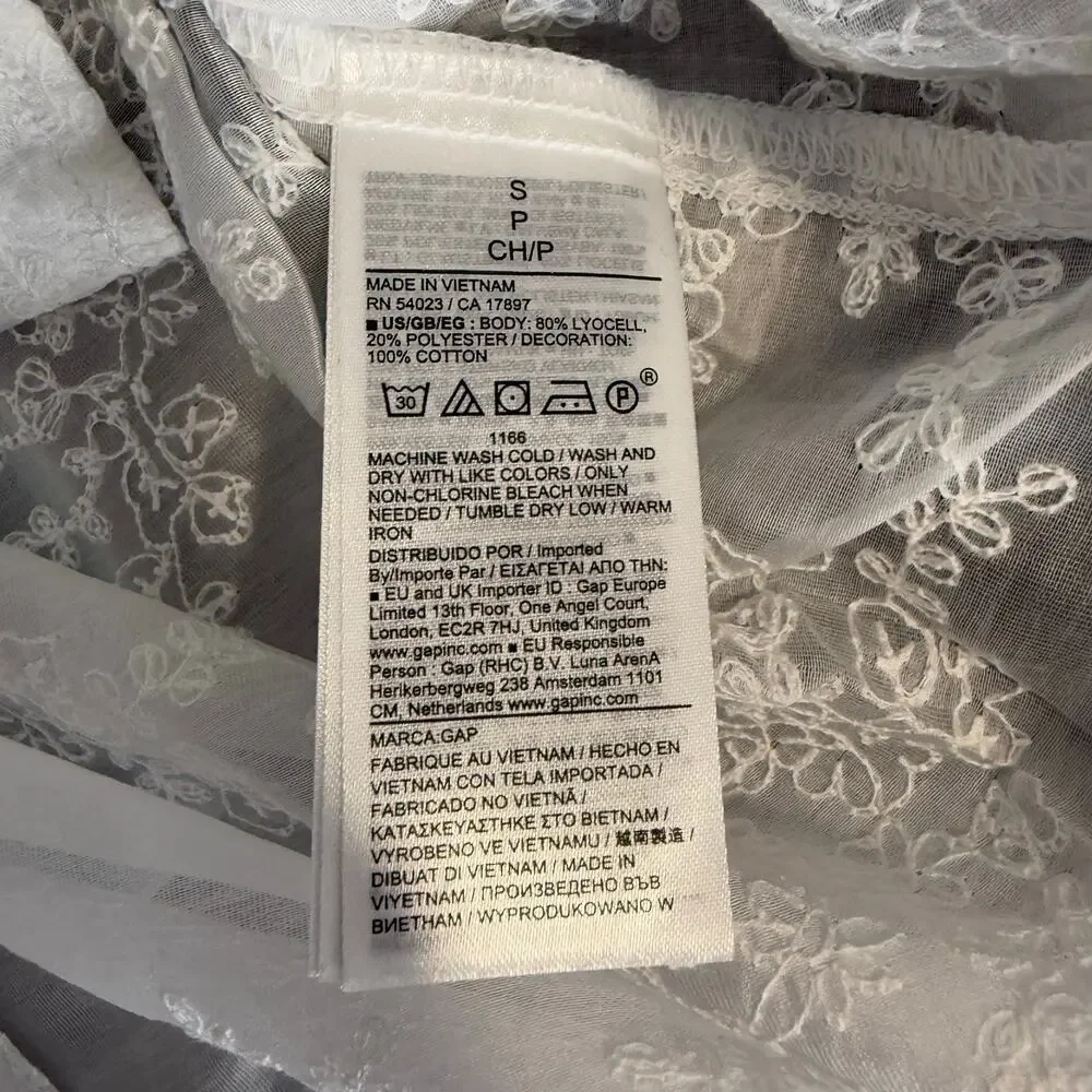 Gap Sheer Voile Floral Shirt, White, S 798004 - Picture 4 of 6